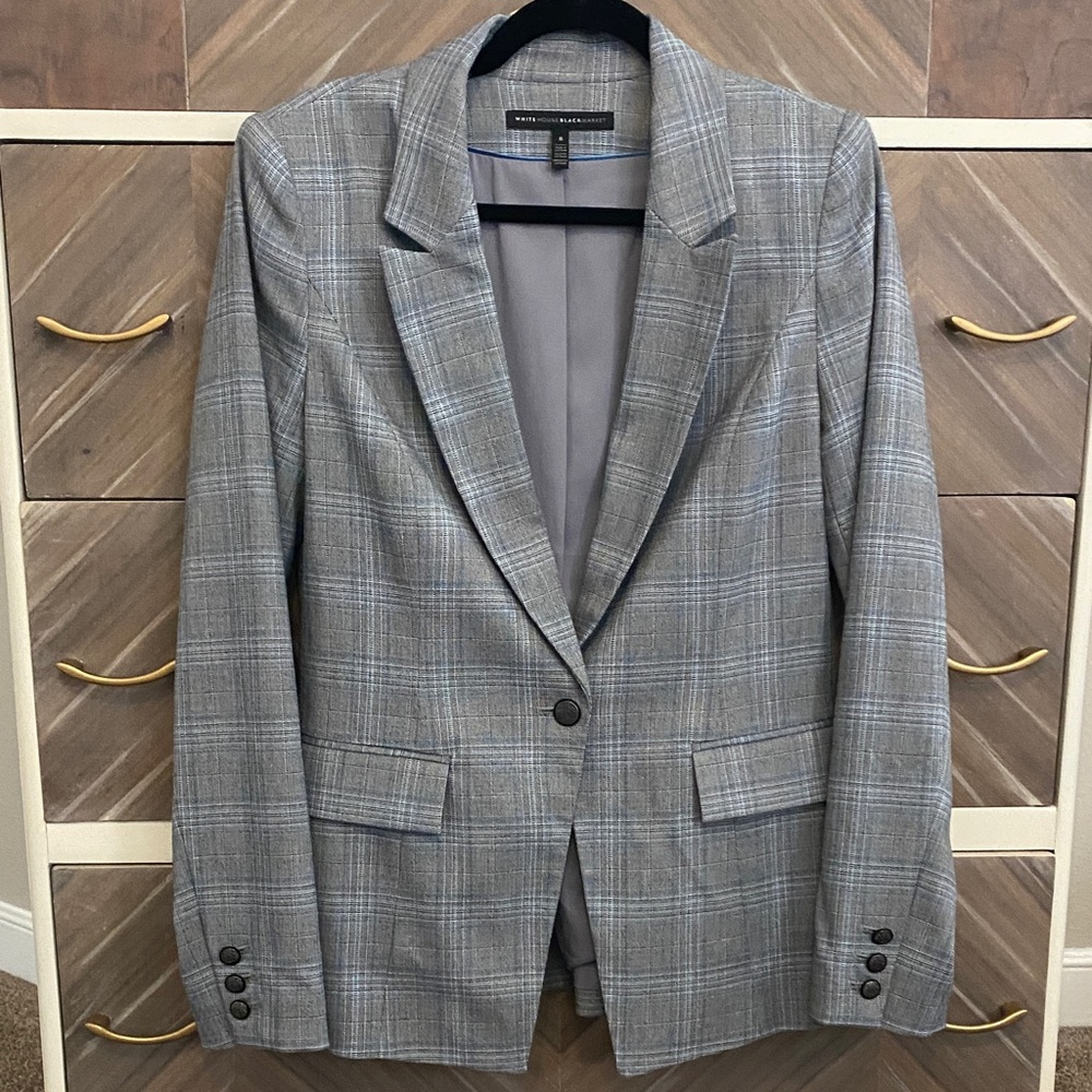 White House Black Market Gray Plaid Blazer